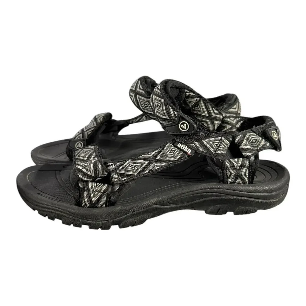 Atika Men’s Outdoor Hiking Sport Sandals Black Pattern AM1 Size 8 (EU 40)